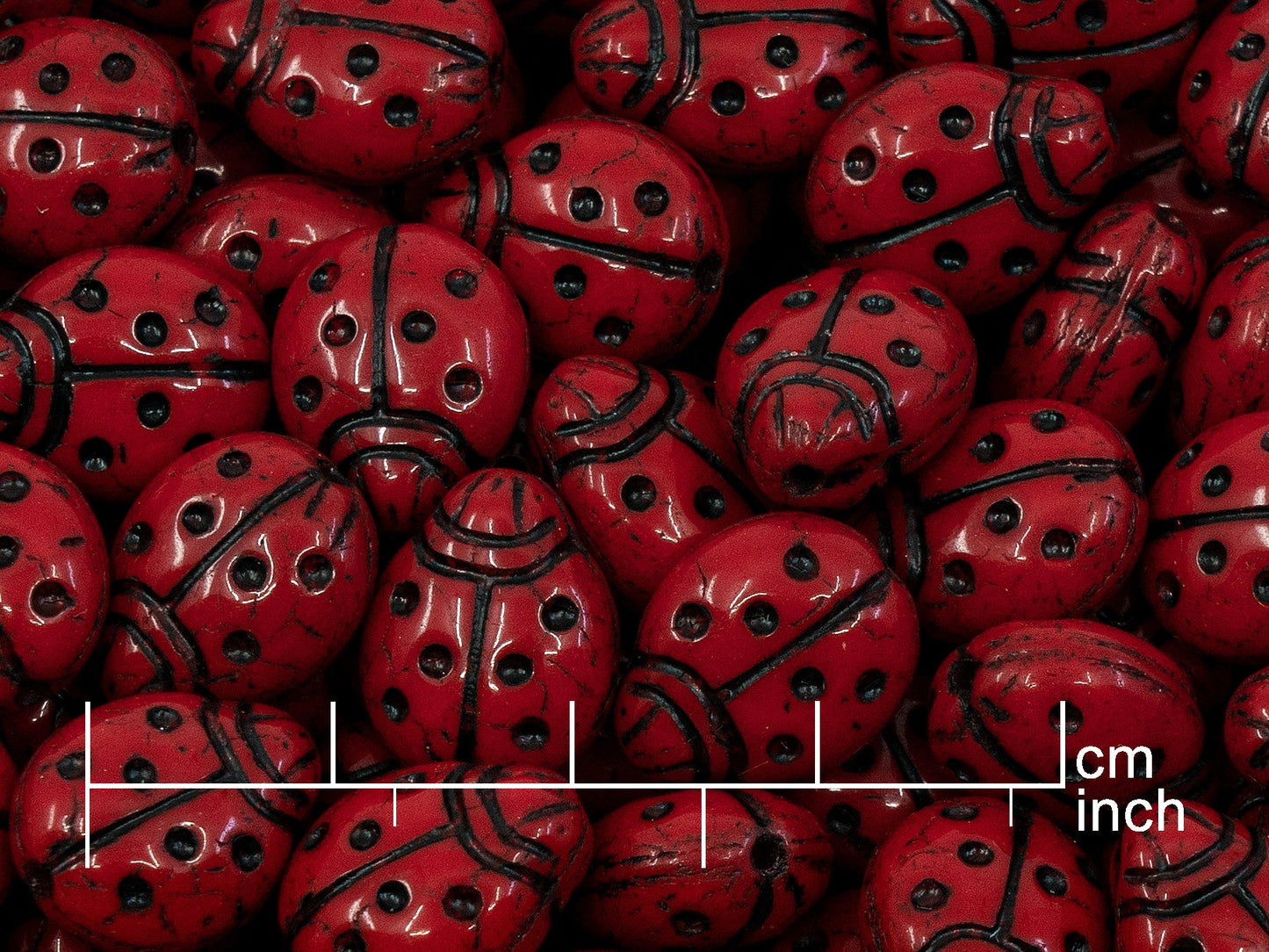 OUTLET 10 grams Pressed Beads Ladybug, 14 x 11 mm, Opaque Red 46449 (93200-46449), Glass, Czech Republic