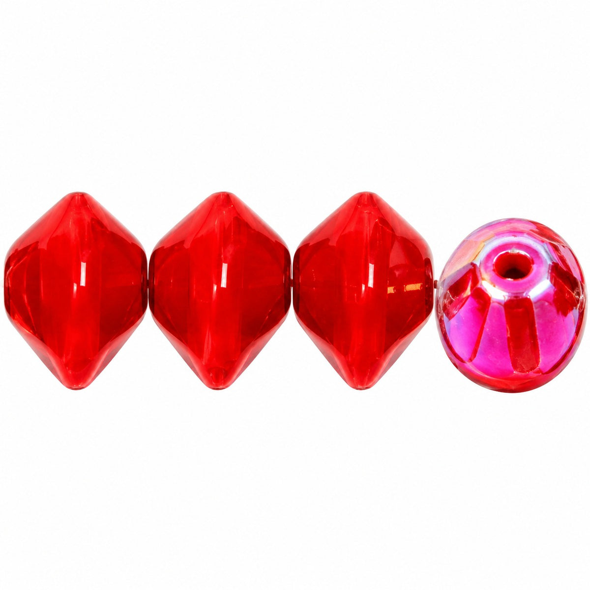 Oval Beads, Opaque Red Ab (93200-28701), Glass, Czech Republic