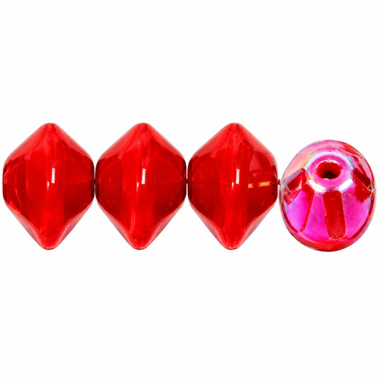Oval Beads, Opaque Red Ab (93200-28701), Glass, Czech Republic