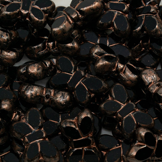 OUTLET 10  grams Table Cut Butterfly Beads, 20 x 12 mm, Black Copper Splash (23980-86750), Glass, Czech Republic