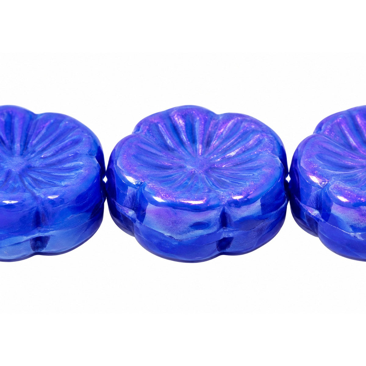 Hawaii Pressed Beads, Opaque Blue 22701 (33040-22701), Glass, Czech Republic