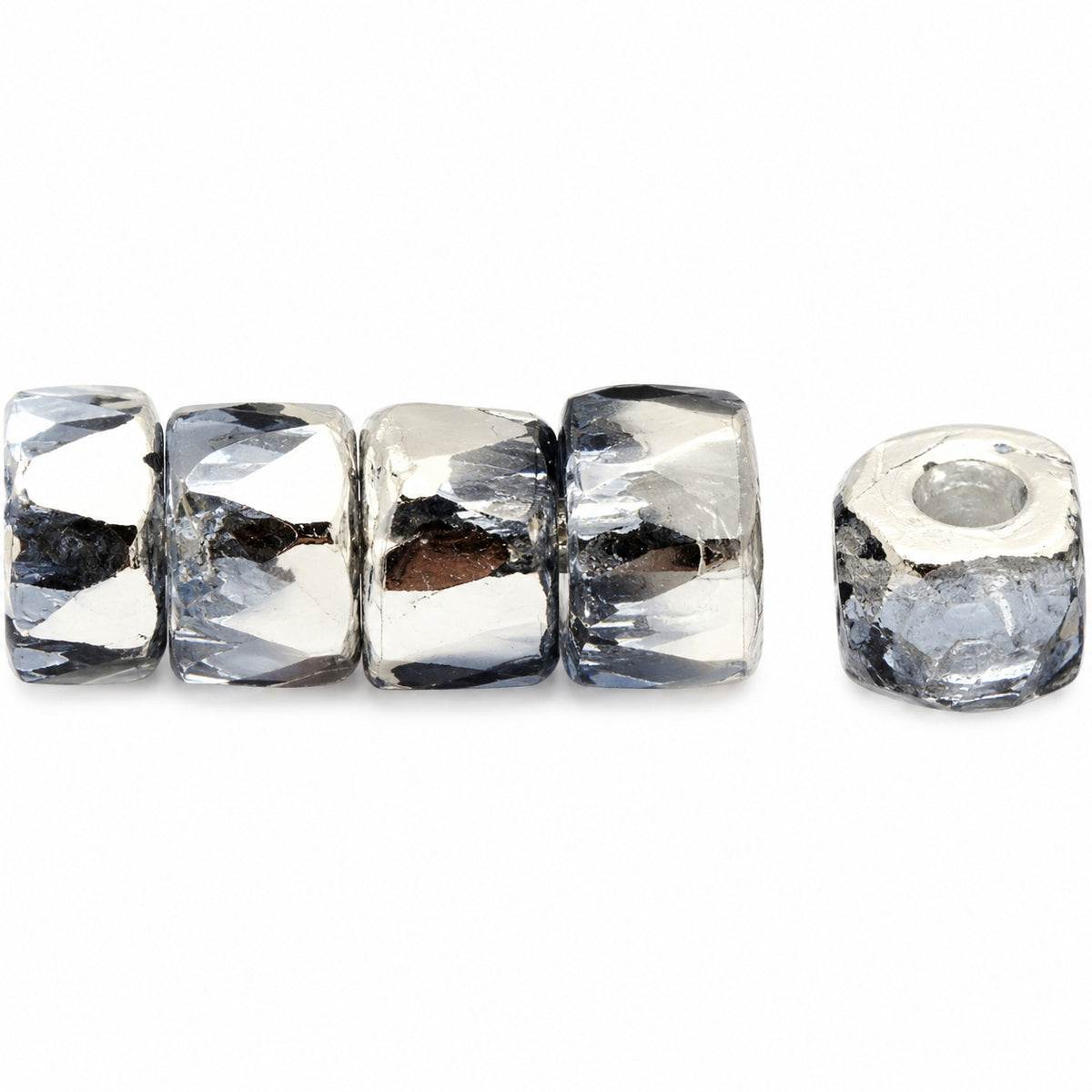 Faceted Oval Beads Special Cut, Transparent Blue Crystal Silver Half Coating (30020-27001), Glass, Czech Republic