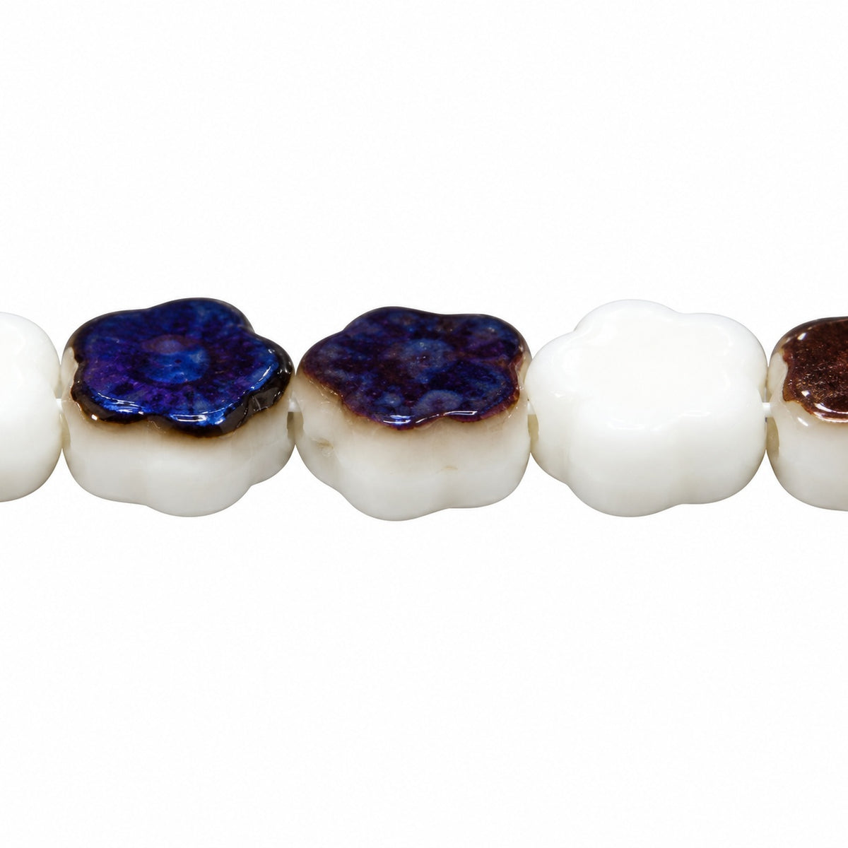 Sunset Flower Beads, Chalk White 22201 (03000-22201), Glass, Czech Republic