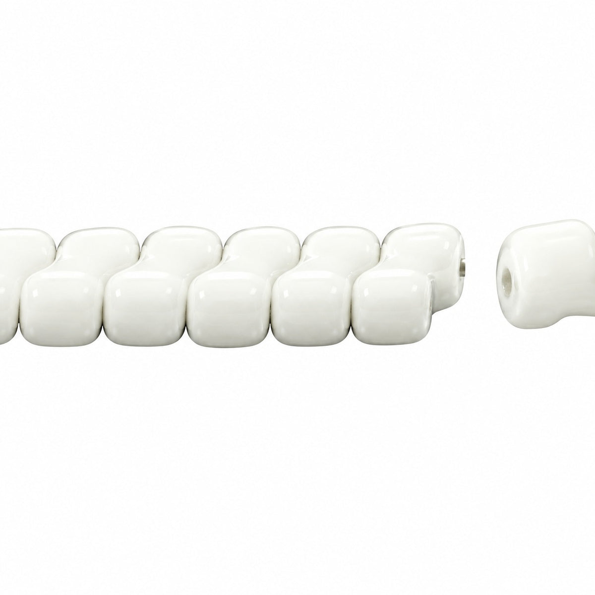 2-Hole Pressed Beads, Chalk White (3000), Glass, Czech Republic