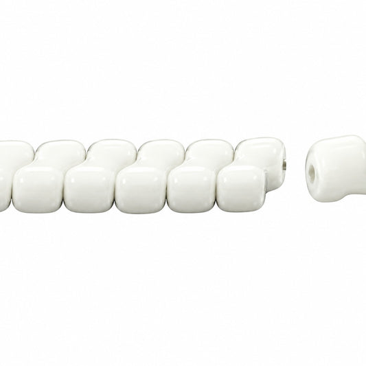 2-Hole Pressed Beads, Chalk White (3000), Glass, Czech Republic