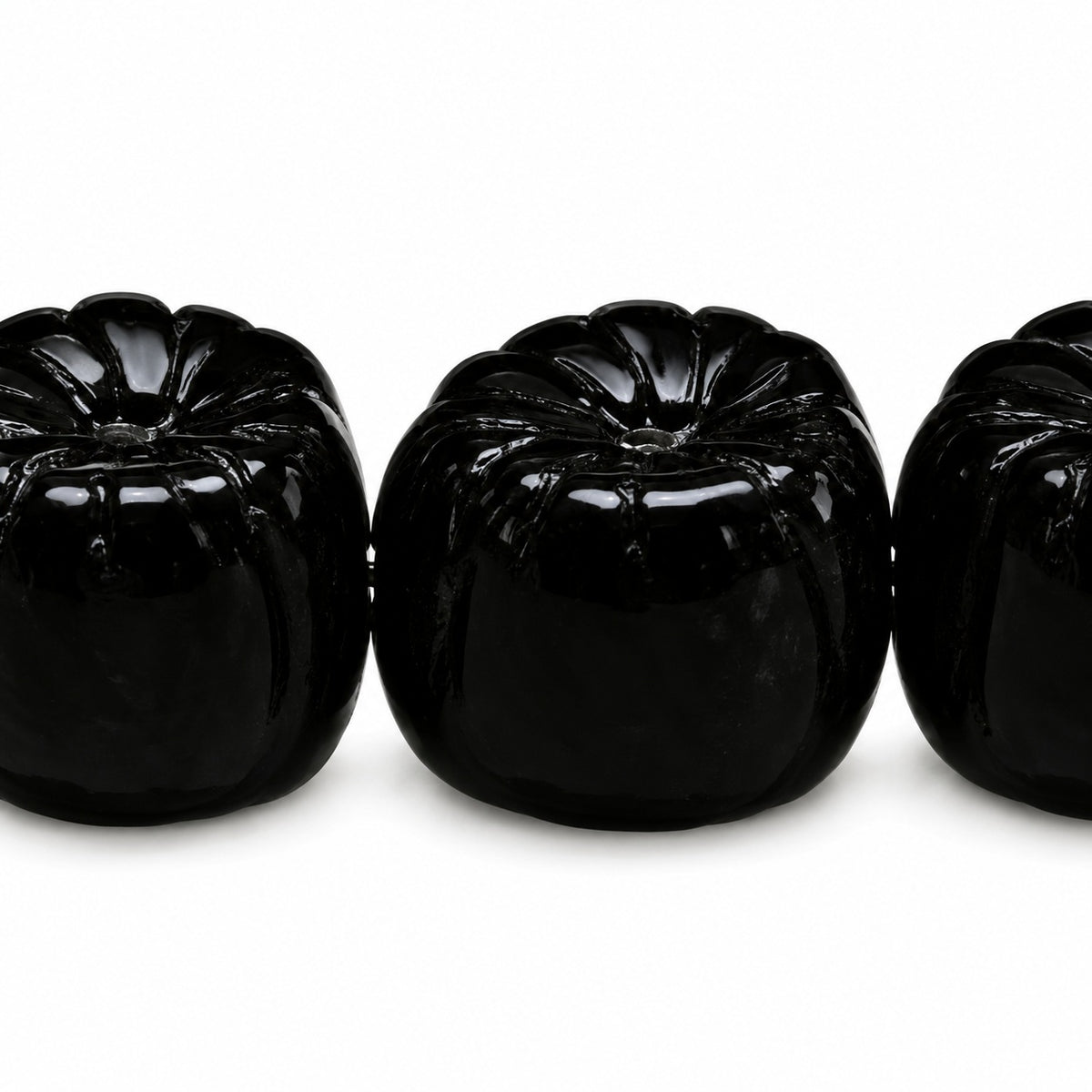 Wide Flower Pressed Beads, Black (23980), Glass, Czech Republic
