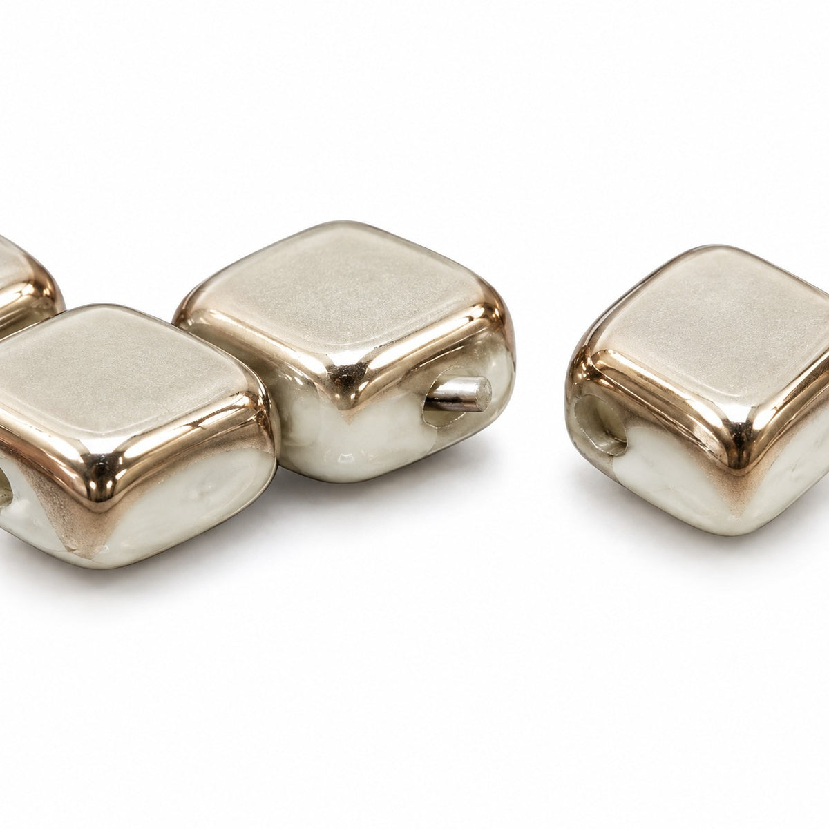 Silkt 2-Hole Beads, White Chrom (02010-27401), Glass, Czech Republic