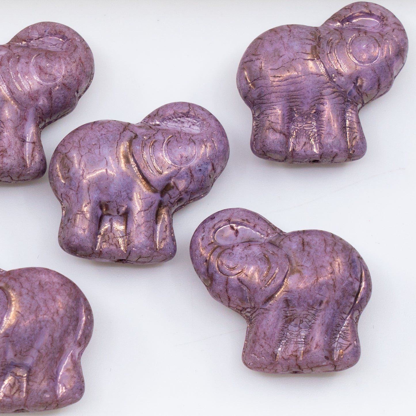 OUTLET 250g/50g Elephant Beads, 20 x 21 mm, Chalk White Bronze (03000-14415), Glass, Czech Republic