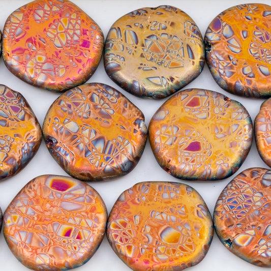 OUTLET 250g/50g Coin Beads, 19 x 19 mm, Batika Mixed Colors 231 (BATIKA-MIX-231), Glass, Czech Republic