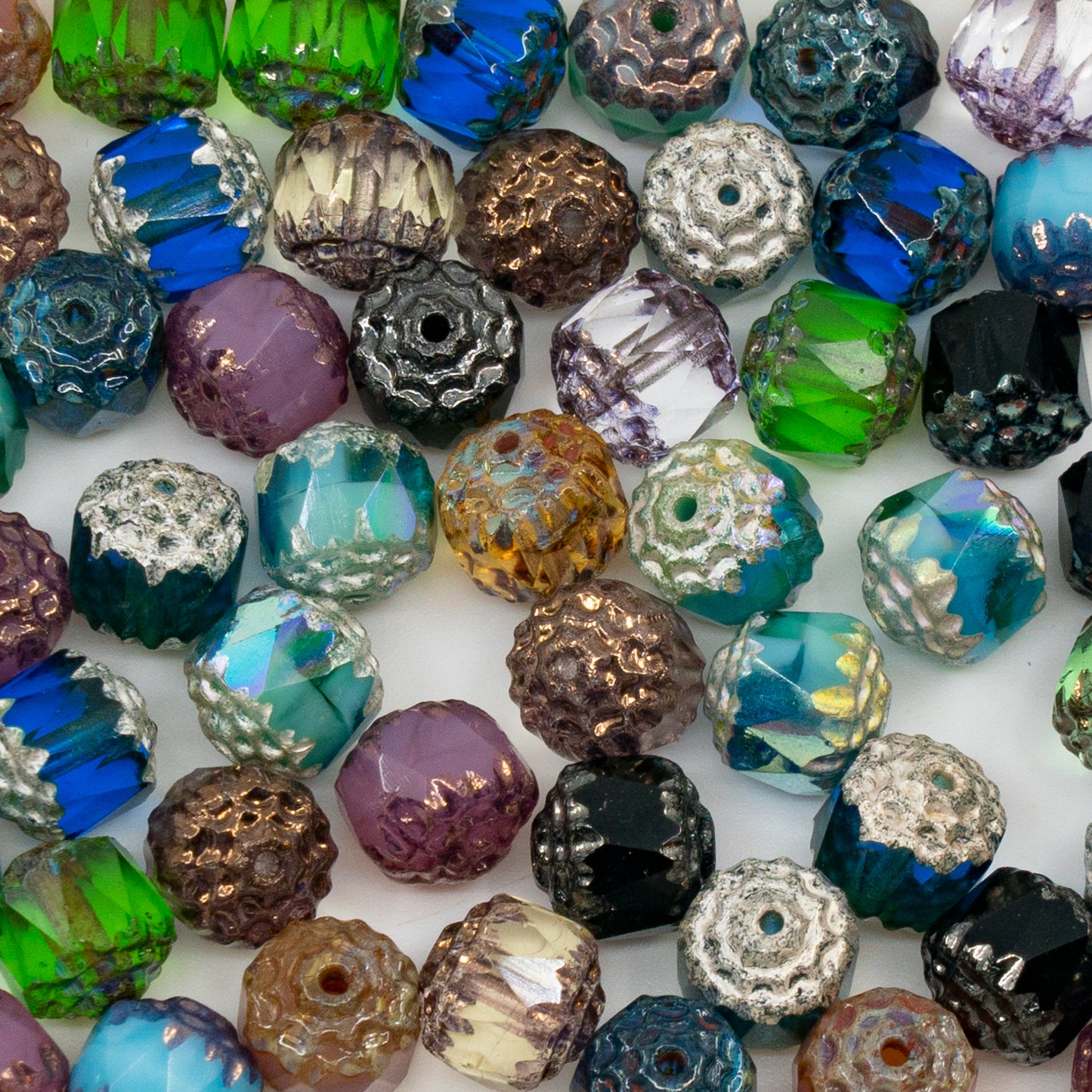 OUTLET 10g Cathedral Faceted Fire Polished Beads, 10 x 10 mm, X2962 (x2962-xxxxx), Glass, Czech Republic