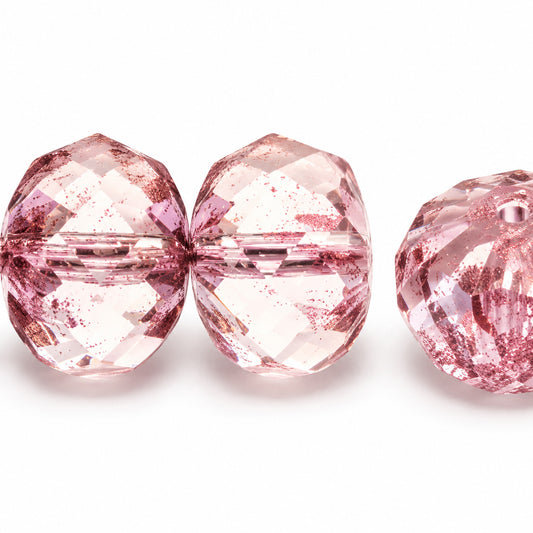 Special Cut Faceted Fire Polished Beads, Transparent Pink Luster Violet Full Coated (70100-14496), Glass, Czech Republic
