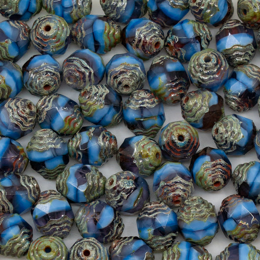 OUTLET 10g Special Cut Faceted Fire Polished Beads, 10 x 8 mm, X2881 Stain Strong (x2881-86805), Glass, Czech Republic