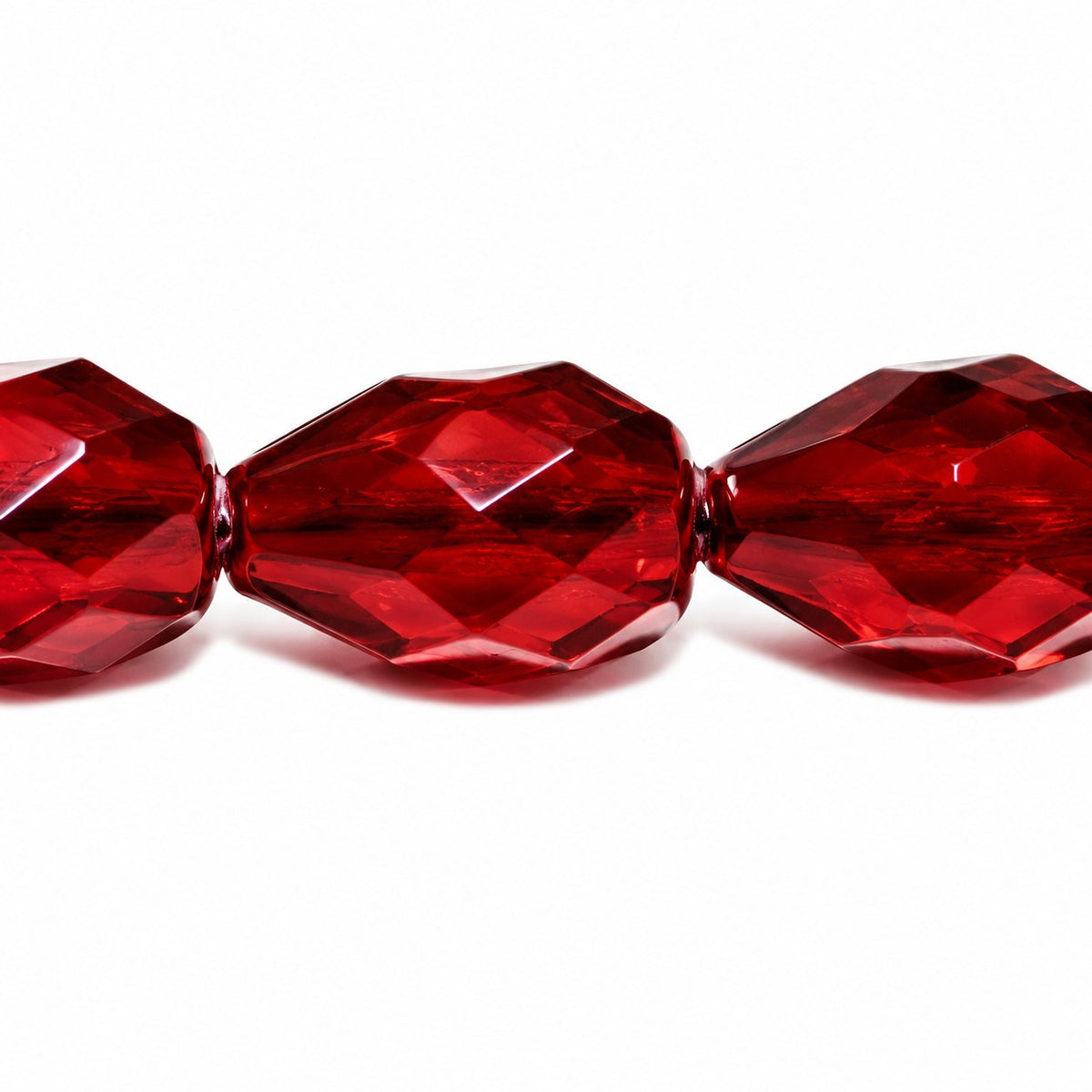 Faceted Fire Polished Beads Special Cut, Transparent Red (90110), Glass, Czech Republic