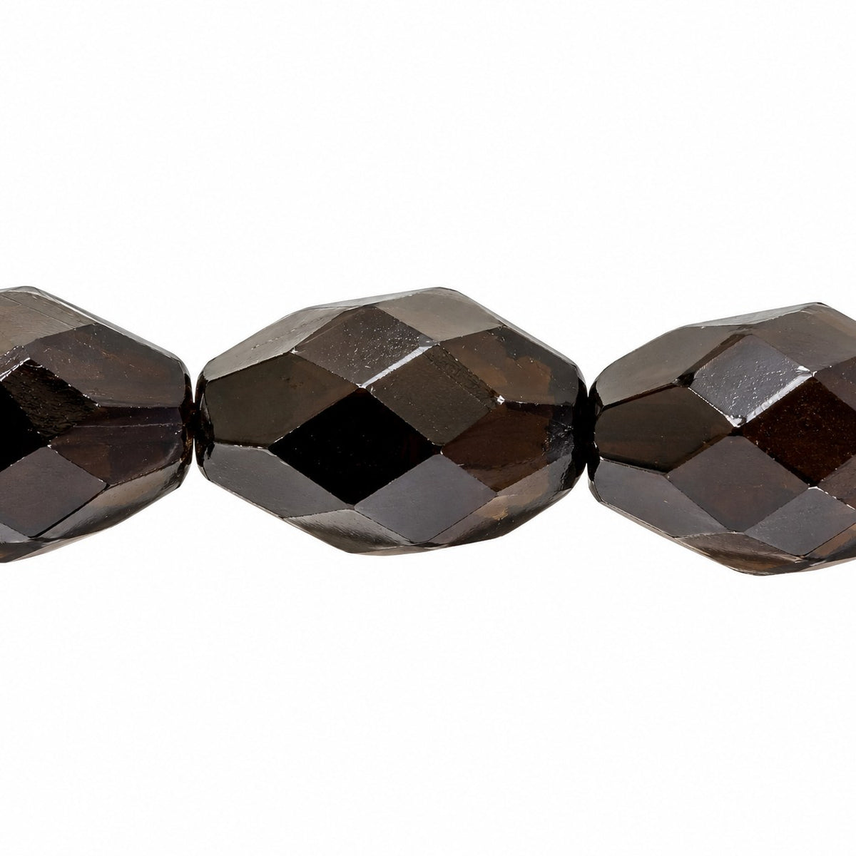 Oval Faceted Beads, Black (23980), Glass, Czech Republic