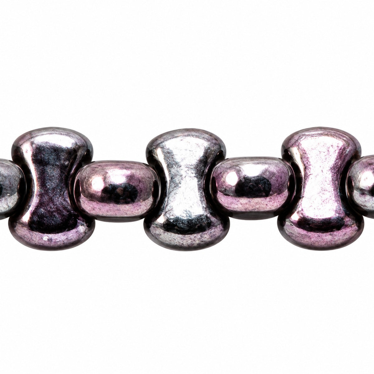 Shaped Pressed Beads, Black Stain With Luster Blue (23980-65431), Glass, Czech Republic