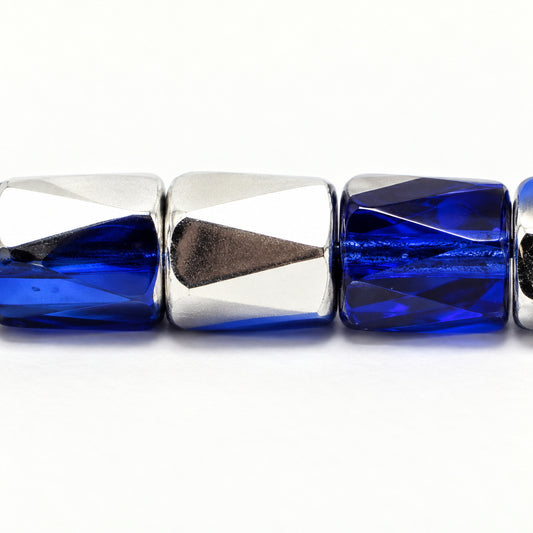 Faceted Special Cut Beads, Transparent Blue Crystal Silver Half Coating (30070-27001), Glass, Czech Republic