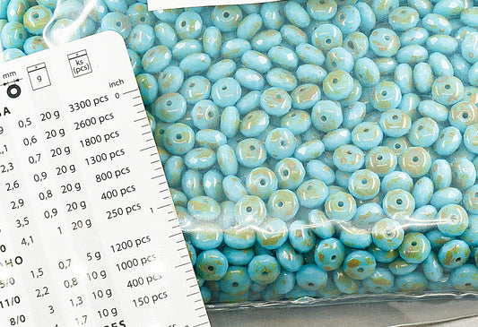 OUTLET 250g Faceted Fire Polished Rondelle Beads , 7 x 4 mm, Turquoise Blue 868000 (63030-868000), Glass, Czech Republic