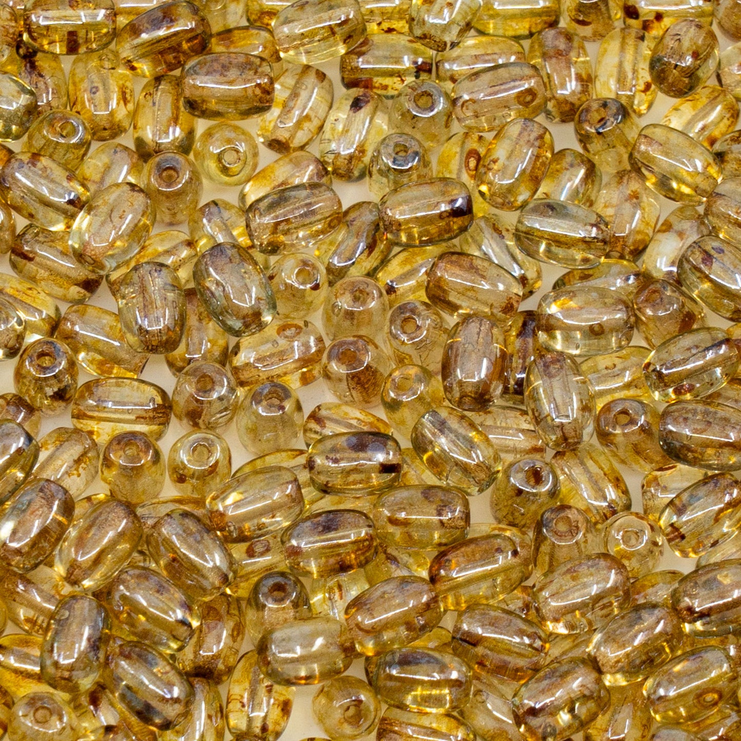 OUTLET 250g Olive Oval Pressed Glass Beads, 5 x 4 mm, Crystal Senegal Green (00030-15657), Glass, Czech Republic