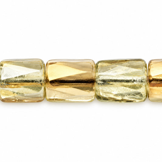 Faceted Special Cut Beads, Transparent Yellow Crystal Bronze Capri (80130-22601), Glass, Czech Republic