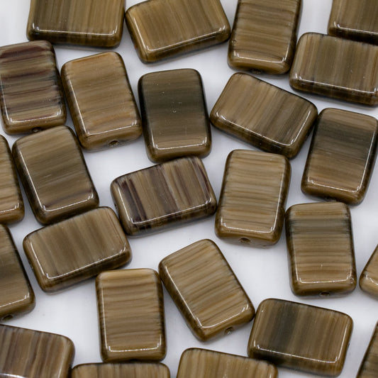 OUTLET 250g/50g Pressed Beads, 12 x 8 mm, Beige Brown Silk (BEIGE-BROWN-SILK), Glass, Czech Republic