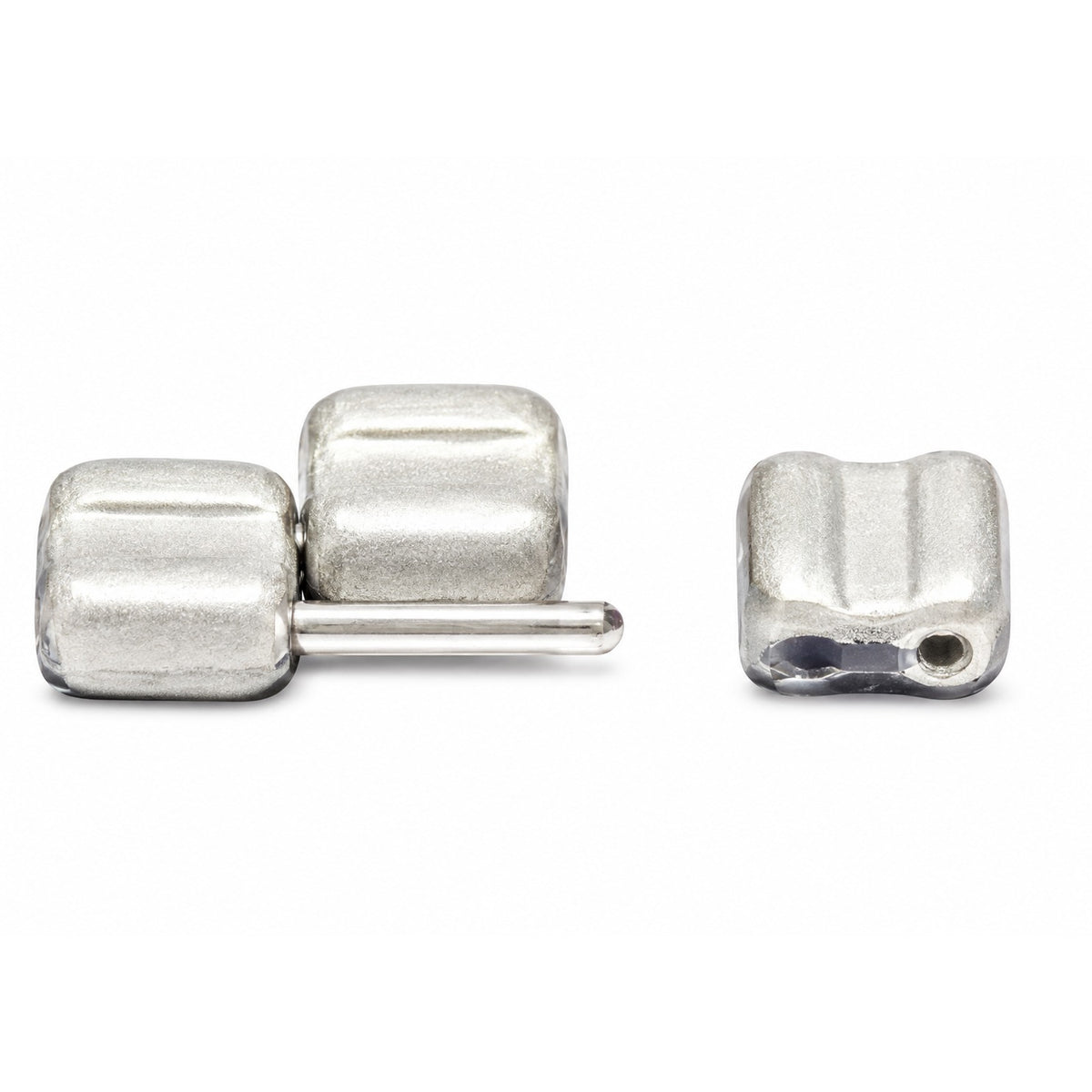 Silky 2-Hole Square Beads, Transparent Light Amethyst Matte Crystal Silver Half Coating (20210-84110-27001), Glass, Czech Republic
