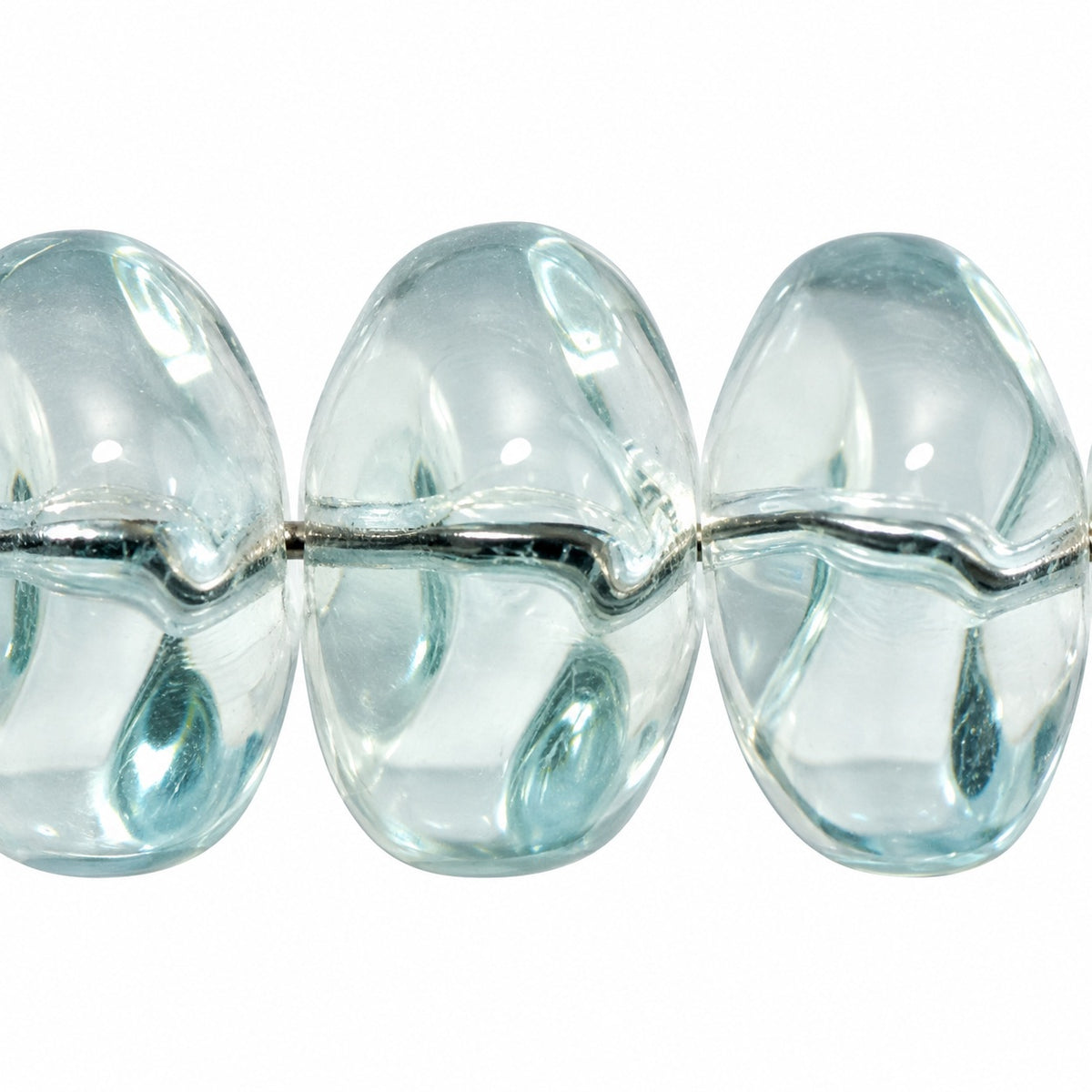 Pressed Rondelle Beads, Transparent Blue (30000), Glass, Czech Republic