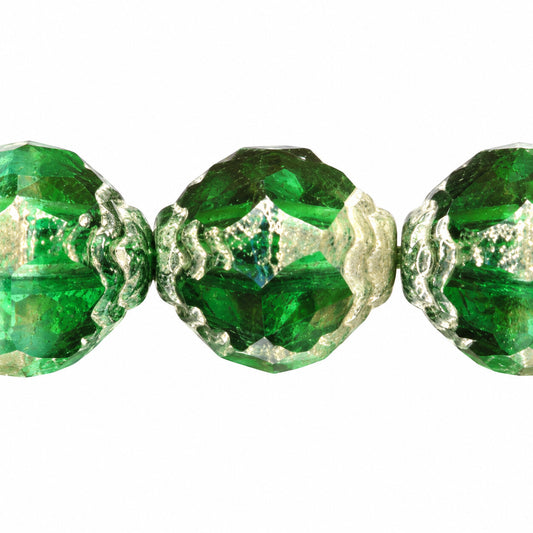 Wasp Special Cut Faceted Fire Polished Beads, T1027 Antique Silver Patina (t1027-81002), Glass, Czech Republic