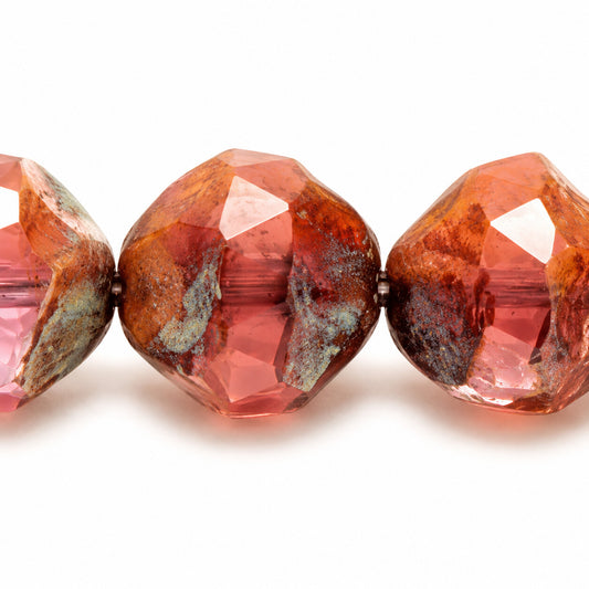 Special Cut Faceted Fire Polished Beads. Smashed, Ts033 Stain Strong (ts033-86805), Glass, Czech Republic