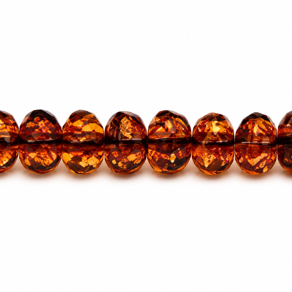 Special Cut Faceted Fire Polished Beads, Orange With Brown Lines (18016), Glass, Czech Republic