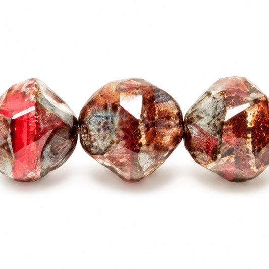Special Cut Faceted Fire Polished Beads. Smashed, X3059 Stain Strong (x3059-86805), Glass, Czech Republic