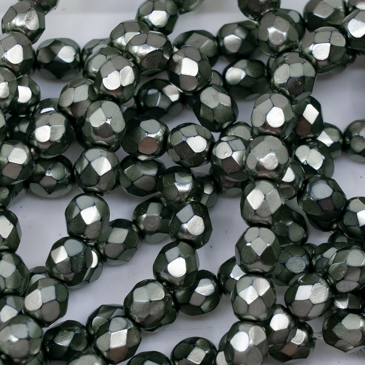 OUTLET 250g/50g Faceted Round Fire Polished Beads, 6 x 6 mm, Silver (silver), Glass, Czech Republic