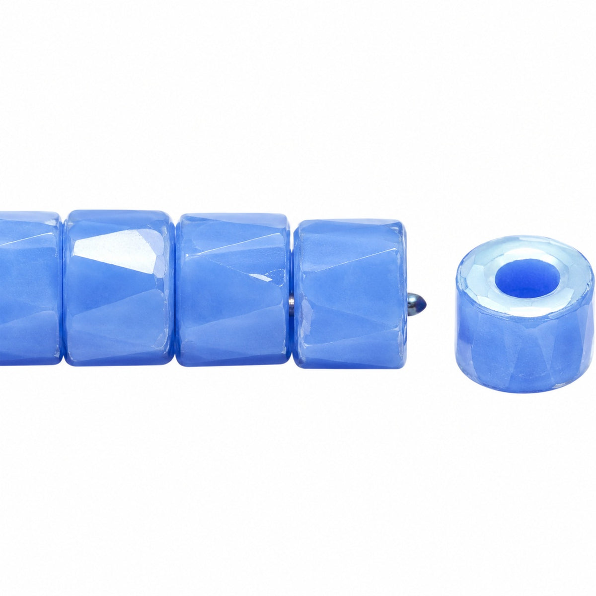 Faceted Oval Beads Special Cut, Opaque Blue Ab (33030-28701), Glass, Czech Republic