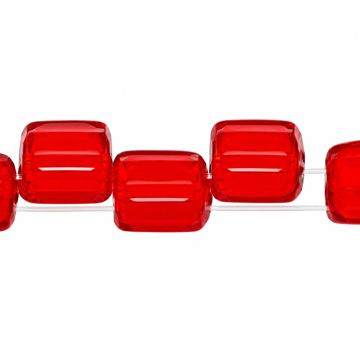 2-Hole Square Beads, Ruby Red (90080), Glass, Czech Republic
