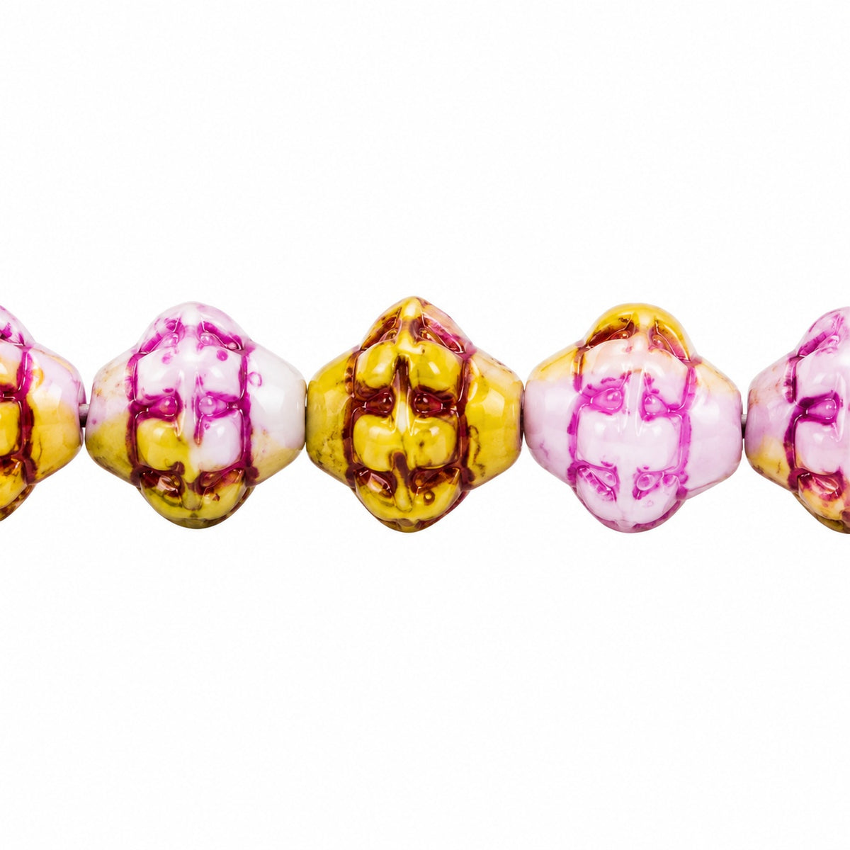 Spinner Beads, X2304 Pink Lined (x2304-54321), Glass, Czech Republic