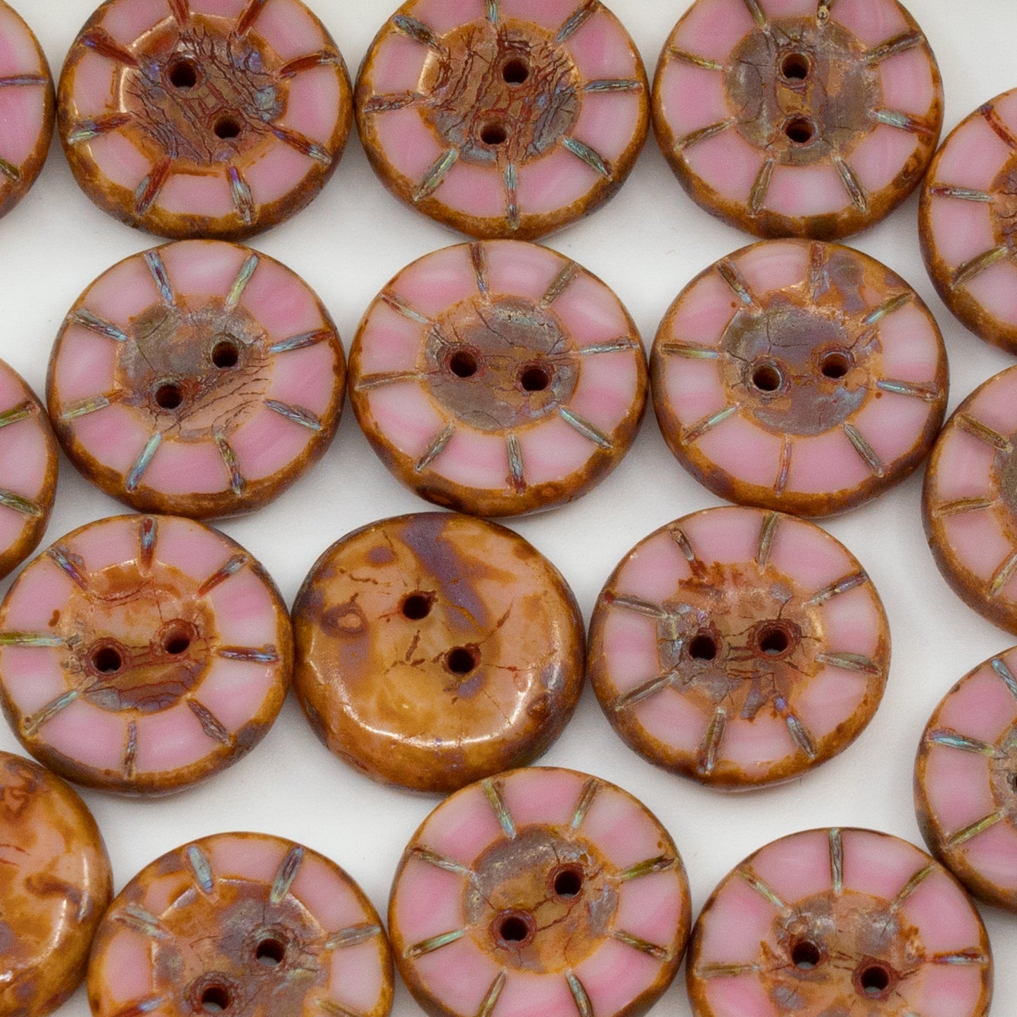 アウトレット 10グラム テーブルカットボタン、5 x 14 mm、不透明ピンクステインストロング（73010-86805）、ガラス、チェコ共和国