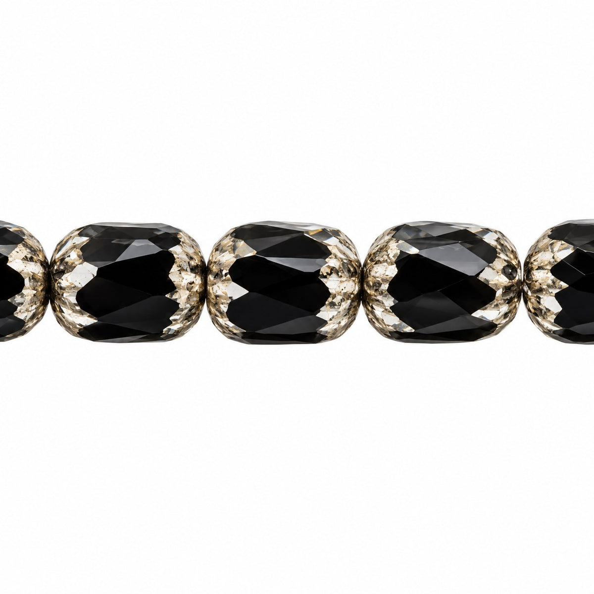Faceted Fire Polished Beads Special Cut, Black Antique Silver Patina (23980-81002), Glass, Czech Republic