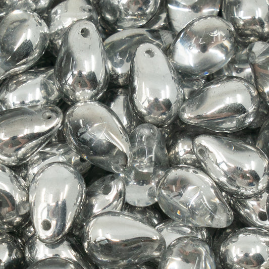 OUTLET 10 grams Drop Beads, Crystal Crystal Silver Half Coating (00030-27001), Glass, Czech Republic