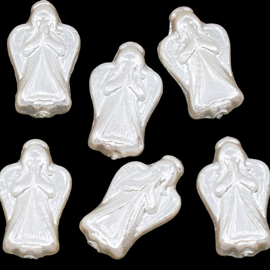 OUTLET 250g/50g Angel Beads, 23 x 13 mm, White Pearl (02010-70402), Glass, Czech Republic