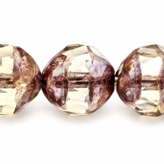 Special Cut Faceted Fire Polished Beads. Smashed, T1023 Bronze (t1023-14415), Glass, Czech Republic