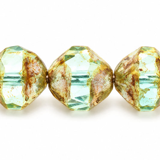 Special Cut Faceted Fire Polished Beads. Smashed, 67801 Picasso (67801-43400), Glass, Czech Republic