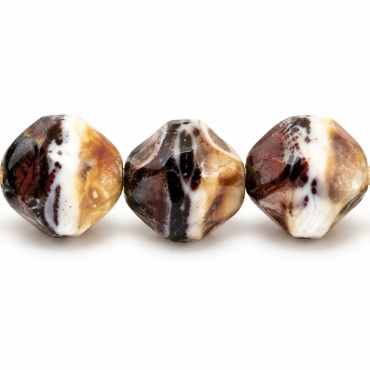 Special Cut Faceted Fire Polished Beads. Smashed, X2996 Stain Strong (x2996-86805), Glass, Czech Republic