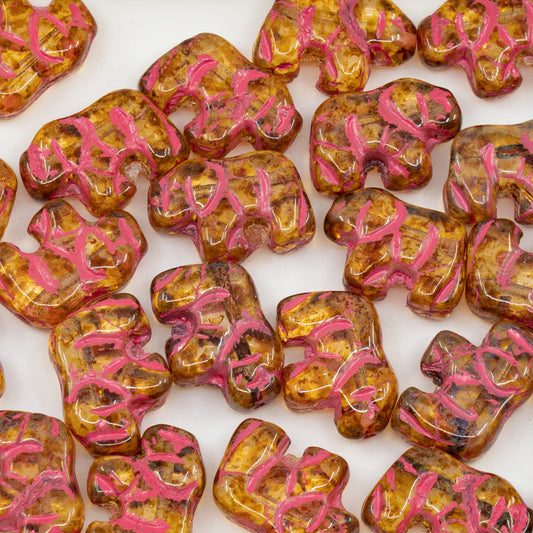 OUTLET 250g/50g Small Elephant Beads, 15 x 11 mm, Crystal Travertin Pink Lined (00030-86800-54321), Glass, Czech Republic