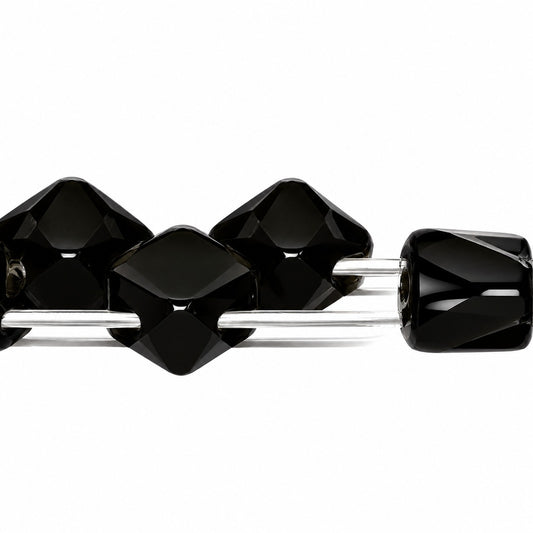 Silky 2-Hole Square Beads, Black (23980), Glass, Czech Republic