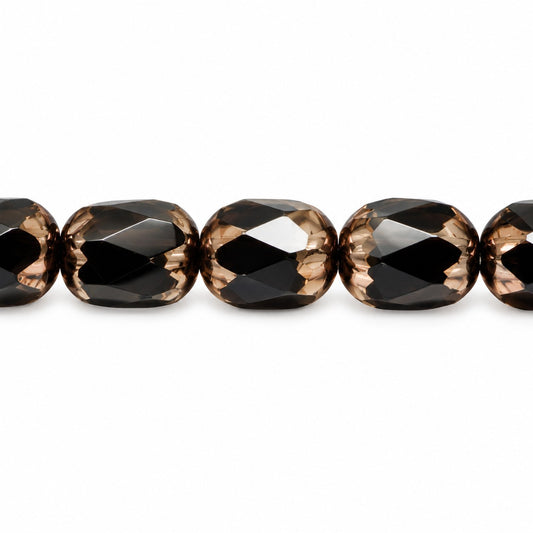 Faceted Fire Polished Beads Special Cut, Black Brass (23980-90215), Glass, Czech Republic