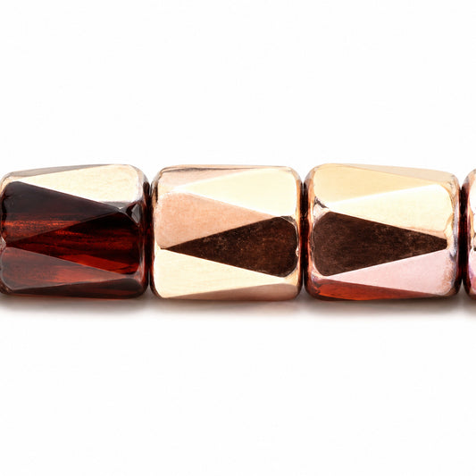 Faceted Special Cut Beads, Transparent Brown Rose Gold Capri (10120-27101), Glass, Czech Republic