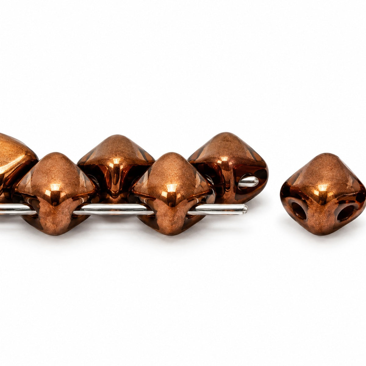 Silky 2-Hole Square Beads, Black Bronze (23980-14415), Glass, Czech Republic