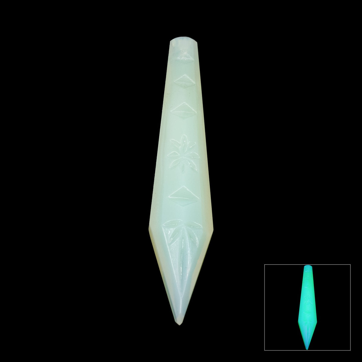 1 pc Uranium Chandelier Trimming Star Cut Icicle Drop (approx. 64x13mm), Opal White, Hand Cut and Polished Glass, Czech Republic, OUTLET