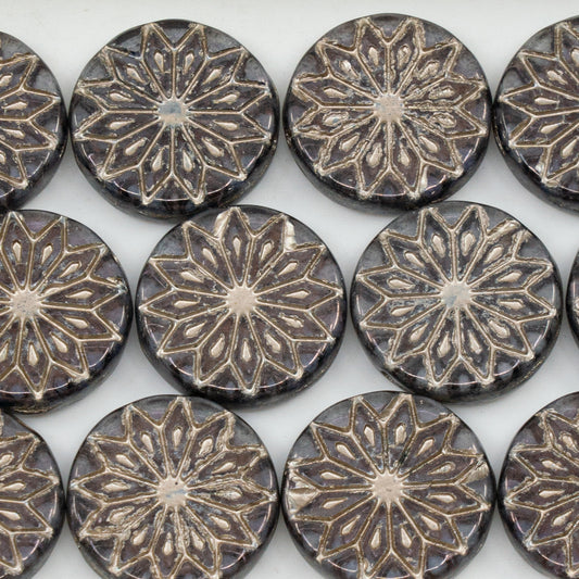 OUTLET 250g/50g Origami Flower Beads, 18 x 18 mm, Crystal Purple Copper Lined (00030-15726-54324), Glass, Czech Republic