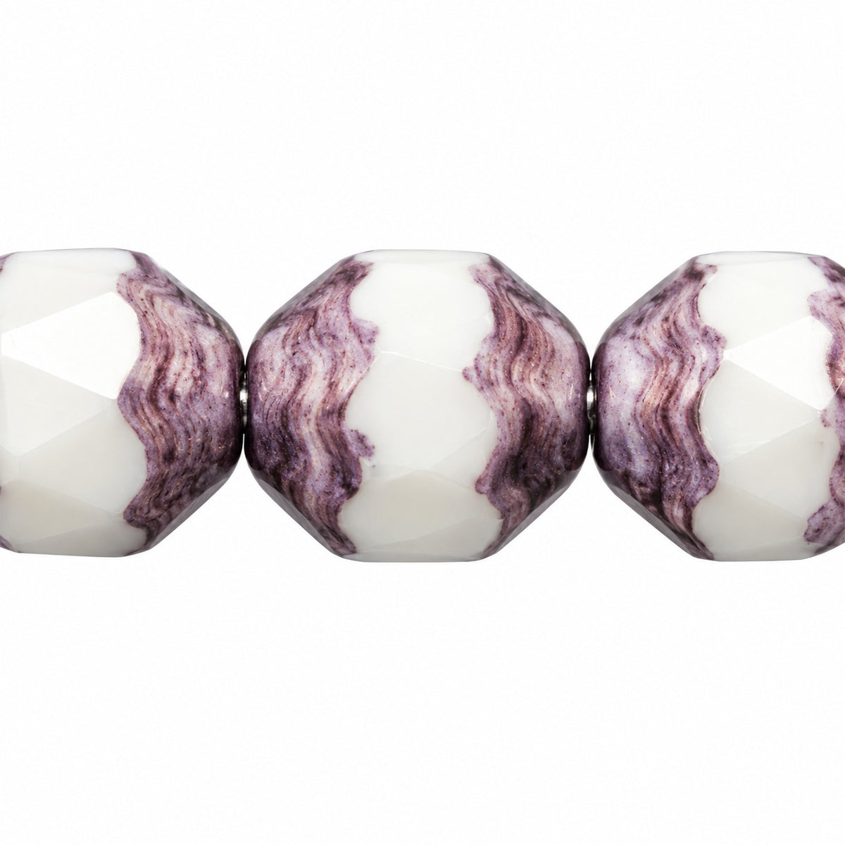 Special Cut Faceted Fire Polished Beads, Chalk White Bronze (03000-14415), Glass, Czech Republic