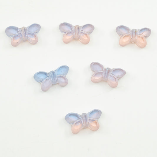 OUTLET 5 grams Table Cut Butterfly Beads, 20 x 12 mm, Transparent Pink Transparent Light Amethyst Hematite (70110-20210-14400), Glass, Czech Republic